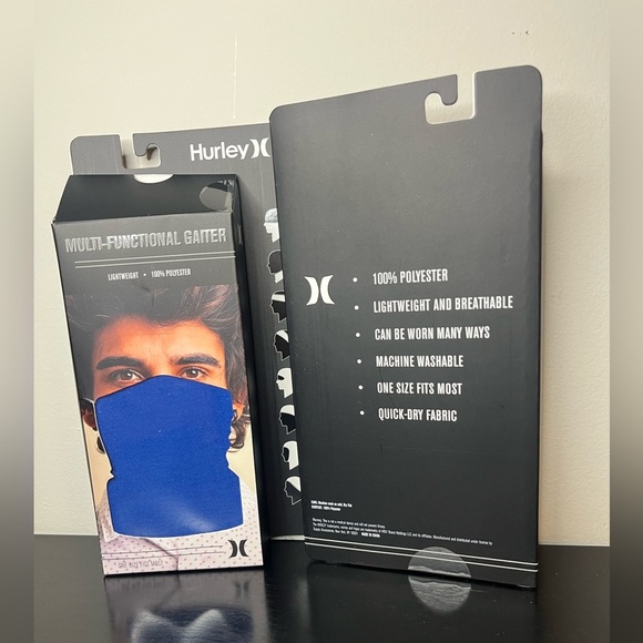 Set Of 2 Multi Purpose Hurley Lightweight Neck Gaiter Face Mask Blue And Camo - Picture 2 of 3